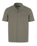Men’s Short Sleeve Textured Button-Up Shirt With Chest Pocket