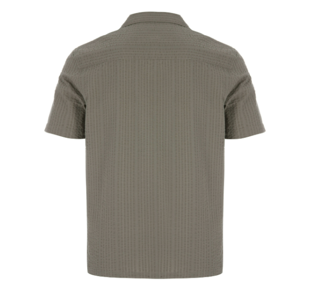 Men’s Short Sleeve Textured Button-Up Shirt With Chest Pocket