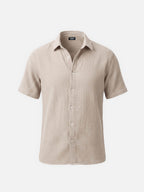 Men’s Short Sleeve Textured Button-Up Shirt