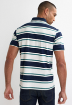 Men’s Striped Short Sleeve Polo Shirt With Button Placket