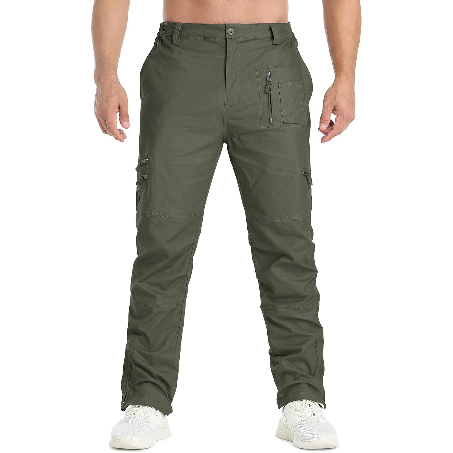 Men’s Tactical Cargo Pants with Multiple Zippered Pockets