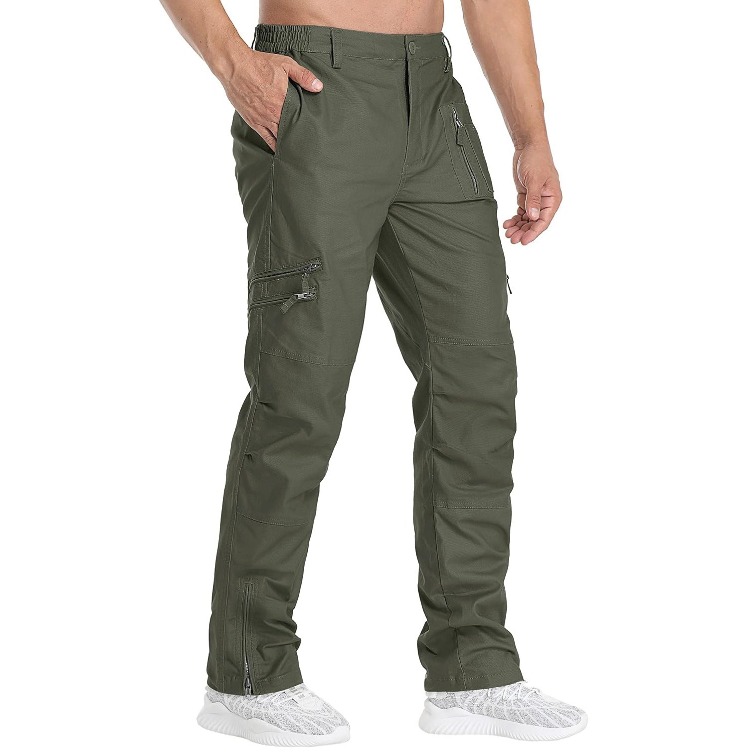 Men’s Tactical Cargo Pants with Multiple Zippered Pockets