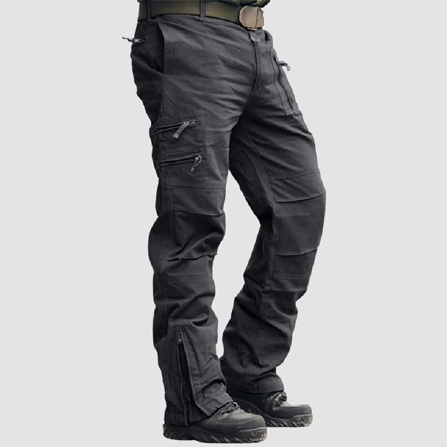 Men’s Tactical Cargo Pants with Multiple Zippered Pockets