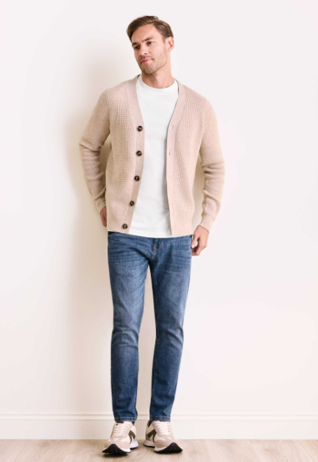 Men’s Textured Knit Cardigan With Button Front