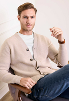 Men’s Textured Knit Cardigan With Button Front