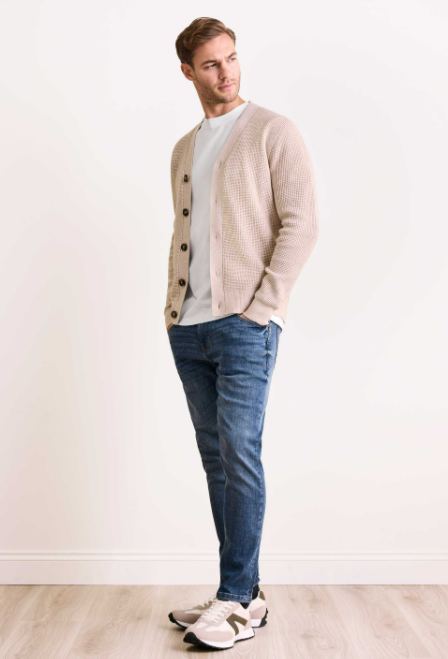 Men’s Textured Knit Cardigan With Button Front