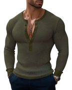 Men’s Textured Long Sleeve Henley Shirt