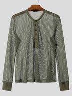Men’s Textured Long Sleeve Henley Shirt