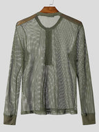 Men’s Textured Long Sleeve Henley Shirt