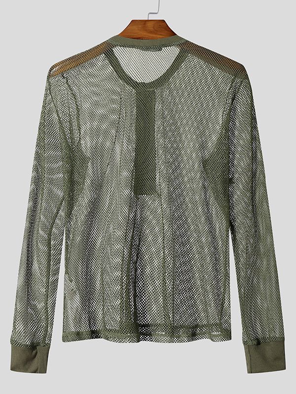 Men’s Textured Long Sleeve Henley Shirt
