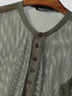 Men’s Textured Long Sleeve Henley Shirt
