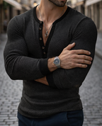 Men’s Textured Long Sleeve Henley Shirt