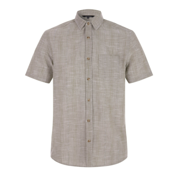 Men’s Textured Short Sleeve Button-Up Shirt With Chest Pocket