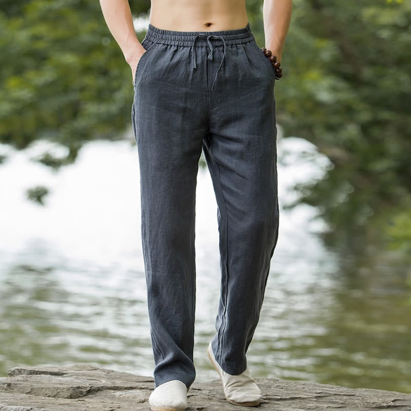 Men’s Wide-Leg Summer Pants with Drawstring Waist