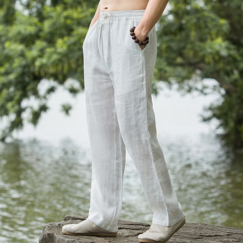 Men’s Wide-Leg Summer Pants with Drawstring Waist