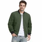 Men’s Zip-Front Bomber Jacket with Ribbed Trim
