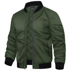 Men’s Zip-Front Bomber Jacket with Ribbed Trim