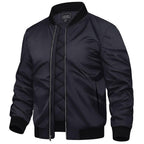 Men’s Zip-Front Bomber Jacket with Ribbed Trim