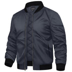 Men’s Zip-Front Bomber Jacket with Ribbed Trim