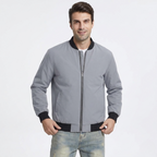 Men’s Zip-Front Bomber Jacket with Ribbed Trim