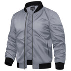 Men’s Zip-Front Bomber Jacket with Ribbed Trim