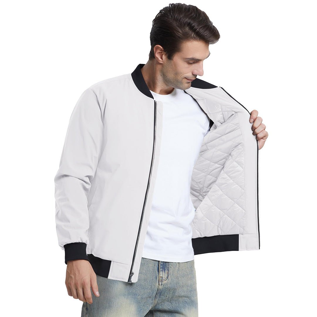 Men’s Zip-Front Bomber Jacket with Ribbed Trim