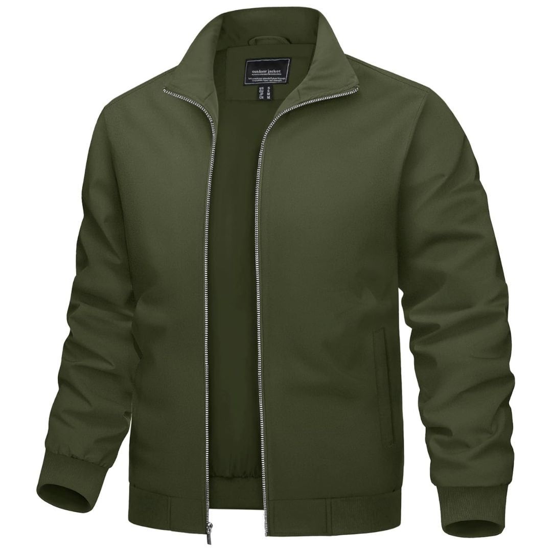 Men’s Zip-Front Jacket with Ribbed Sleeve Cuffs