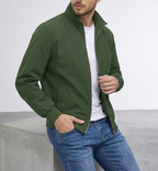 Men’s Zip-Front Jacket with Ribbed Sleeve Cuffs