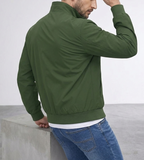 Men’s Zip-Front Jacket with Ribbed Sleeve Cuffs