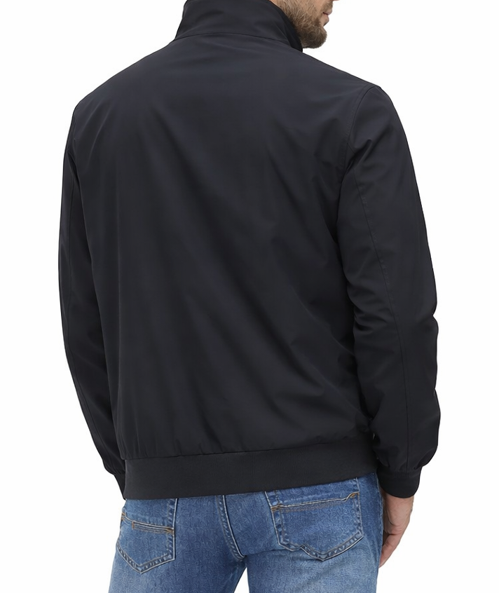 Men’s Zip-Front Jacket with Ribbed Sleeve Cuffs