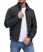 Men’s Zip-Front Jacket with Ribbed Sleeve Cuffs