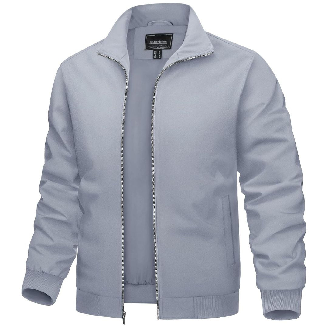 Men’s Zip-Front Jacket with Ribbed Sleeve Cuffs