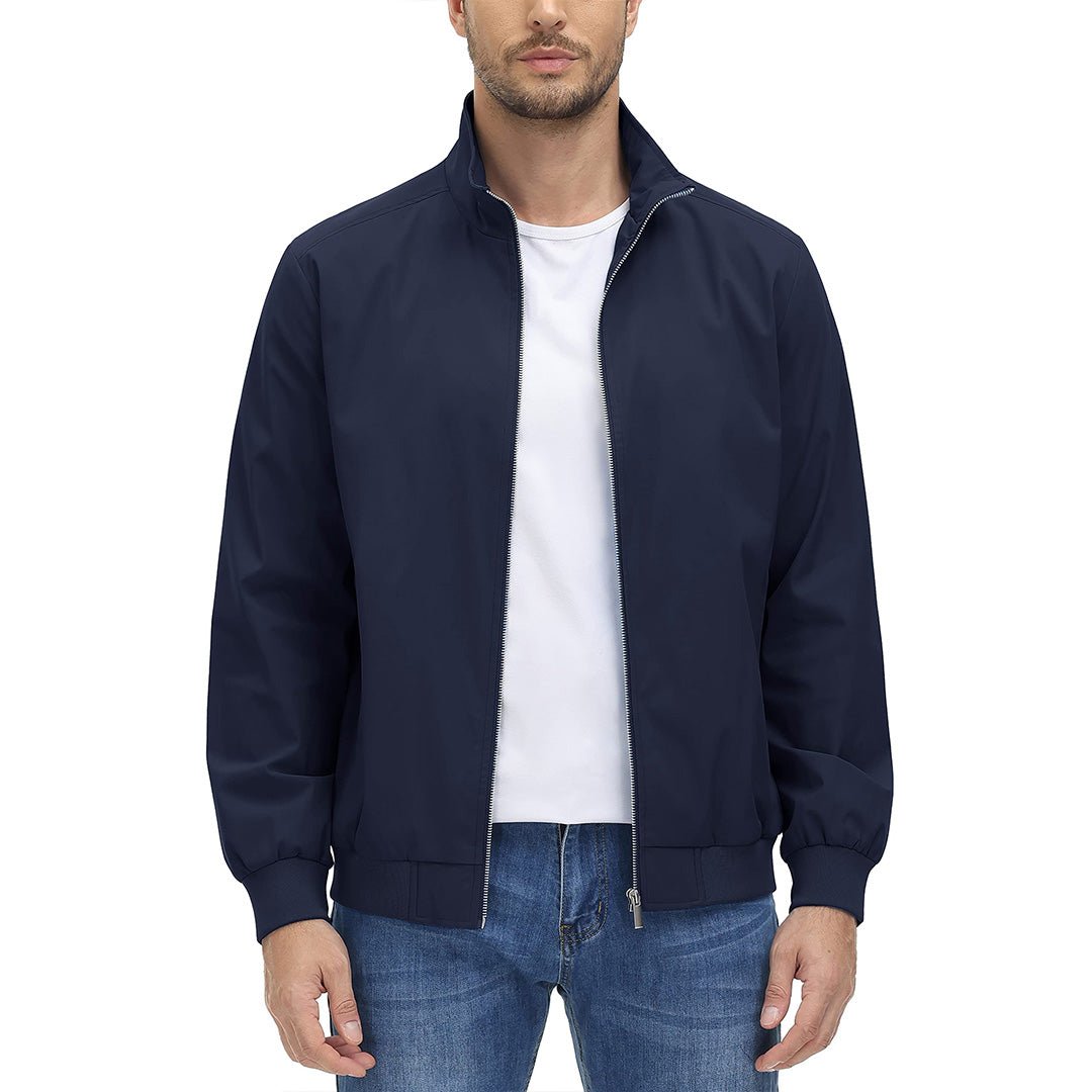 Men’s Zip-Front Jacket with Ribbed Sleeve Cuffs