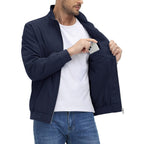 Men’s Zip-Front Jacket with Ribbed Sleeve Cuffs