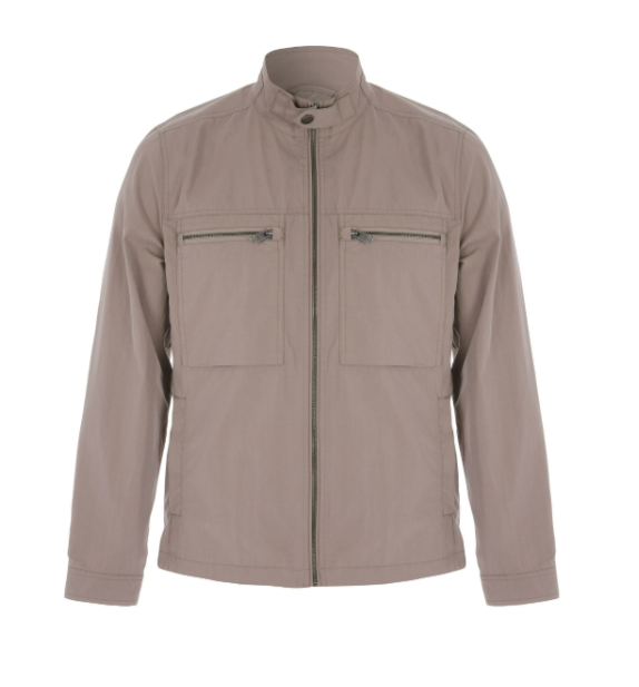 Men’s Zip Front Jacket With Stand Collar And Chest Zip Pocket