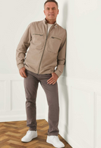 Men’s Zip Front Jacket With Stand Collar And Chest Zip Pocket