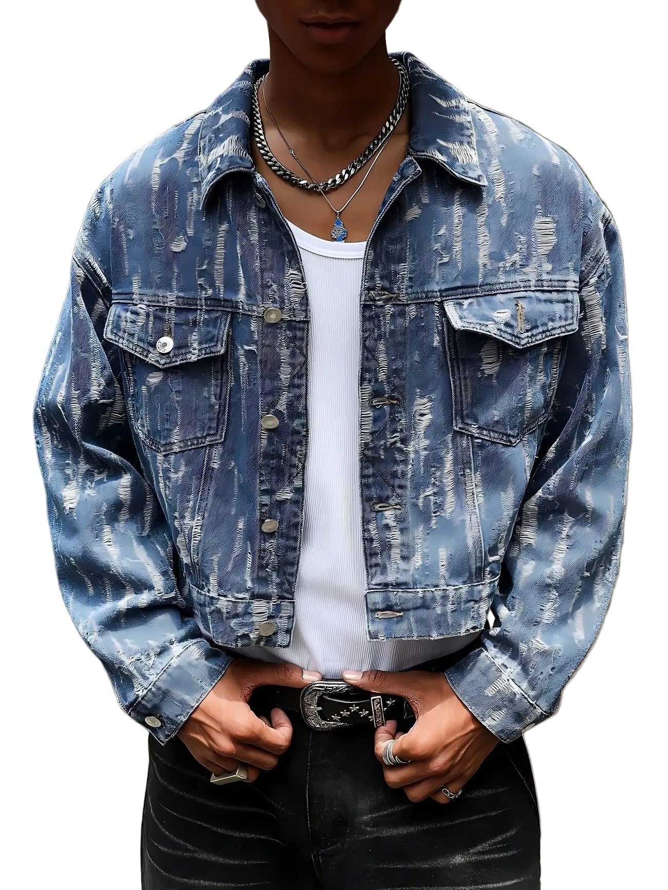 Men's Button-Down Jacket with Collar