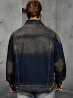 Men's Button-Down Jacket with Contrast Stitching