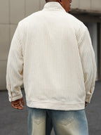 Men's Snap-Front Jacket with a Ribbed Texture