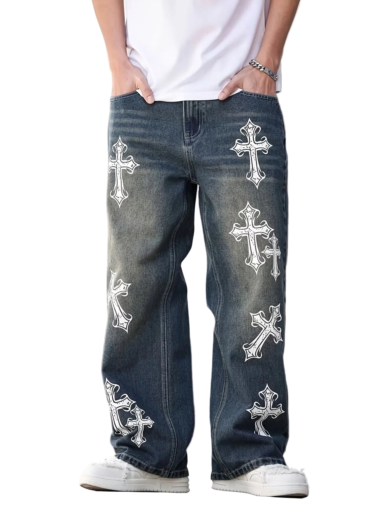 Men's Wide-Leg Pants with Graphic Prints