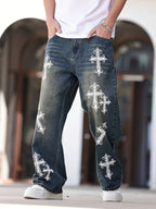 Men's Wide-Leg Pants with Graphic Prints