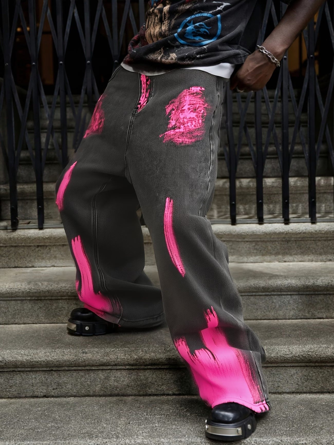 Men's Wide-Leg Printed Pants