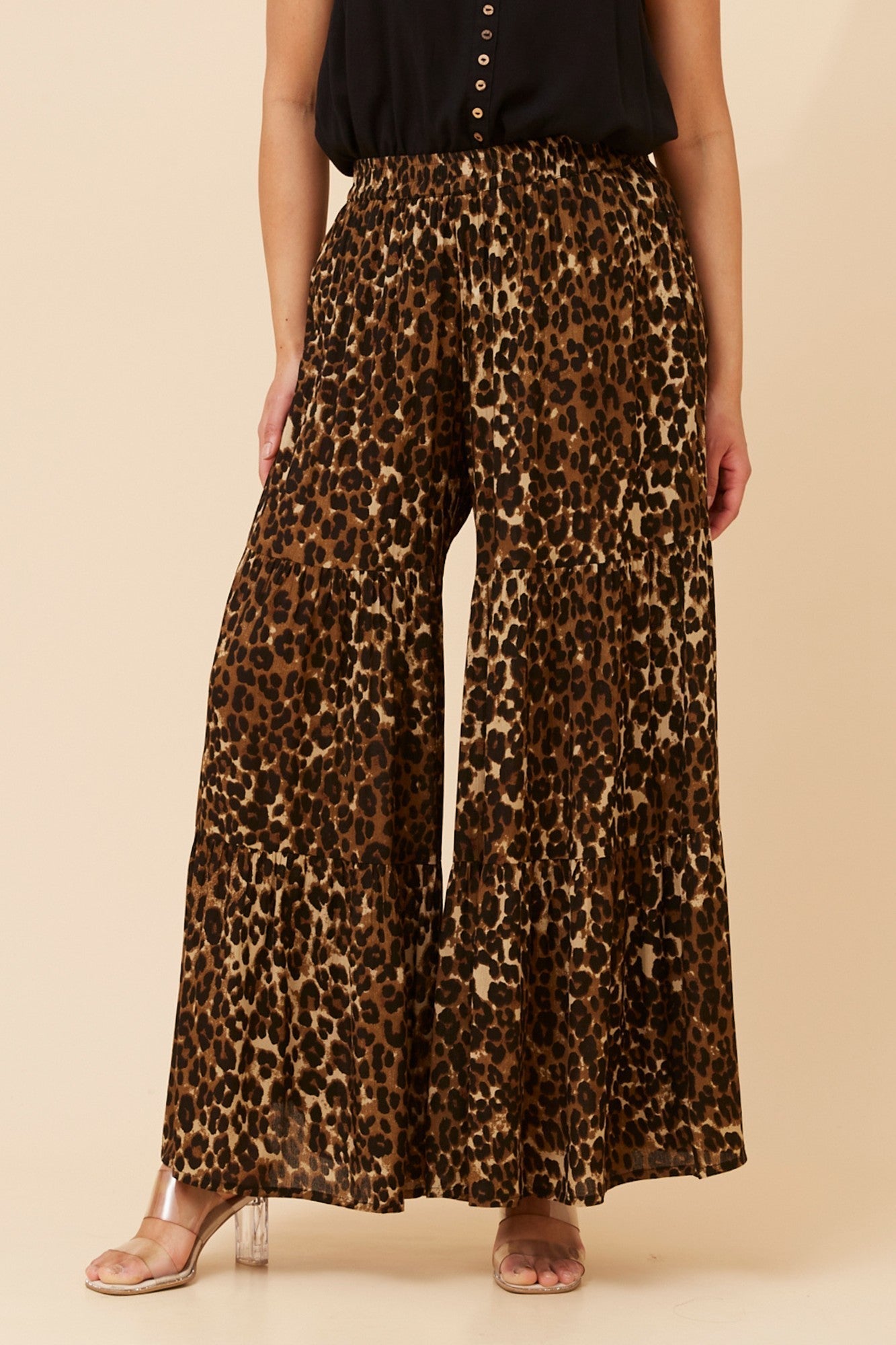 Women’s Animal Print Tiered Flared Pants