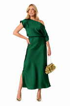Women’s Asymmetrical Sleeve Side Split Midi Dress