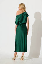 Women’s Asymmetrical Sleeve Side Split Midi Dress