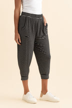 Women’s Black and White Stripe Cropped Pants
