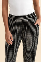 Women’s Black and White Stripe Cropped Pants