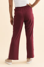 Women’s Burgundy Contrast Side Stripe Pants