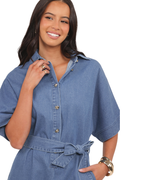 Women’s Button Front Short Sleeve Jumpsuit