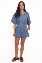 Women’s Button Front Short Sleeve Jumpsuit